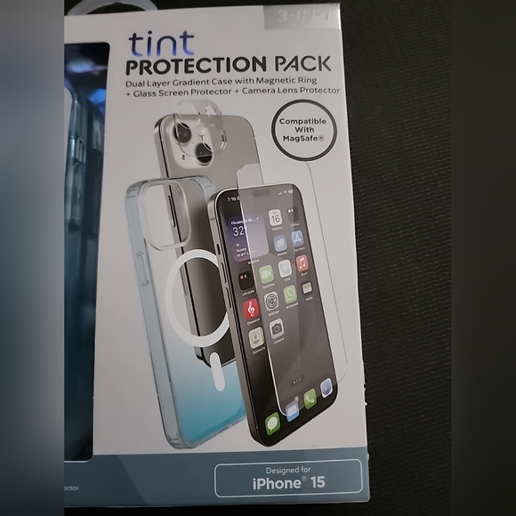 iPHONE 15 Protector Pack Mercury 3 IN 1 TINT Gradient Case Screen & Lens Magsafe - Picture 2 of 9